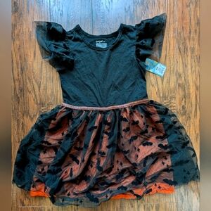 Cat & Jack M Medium (8) Girls Halloween Dress Short Sleeve Tulle Dress Black Bat